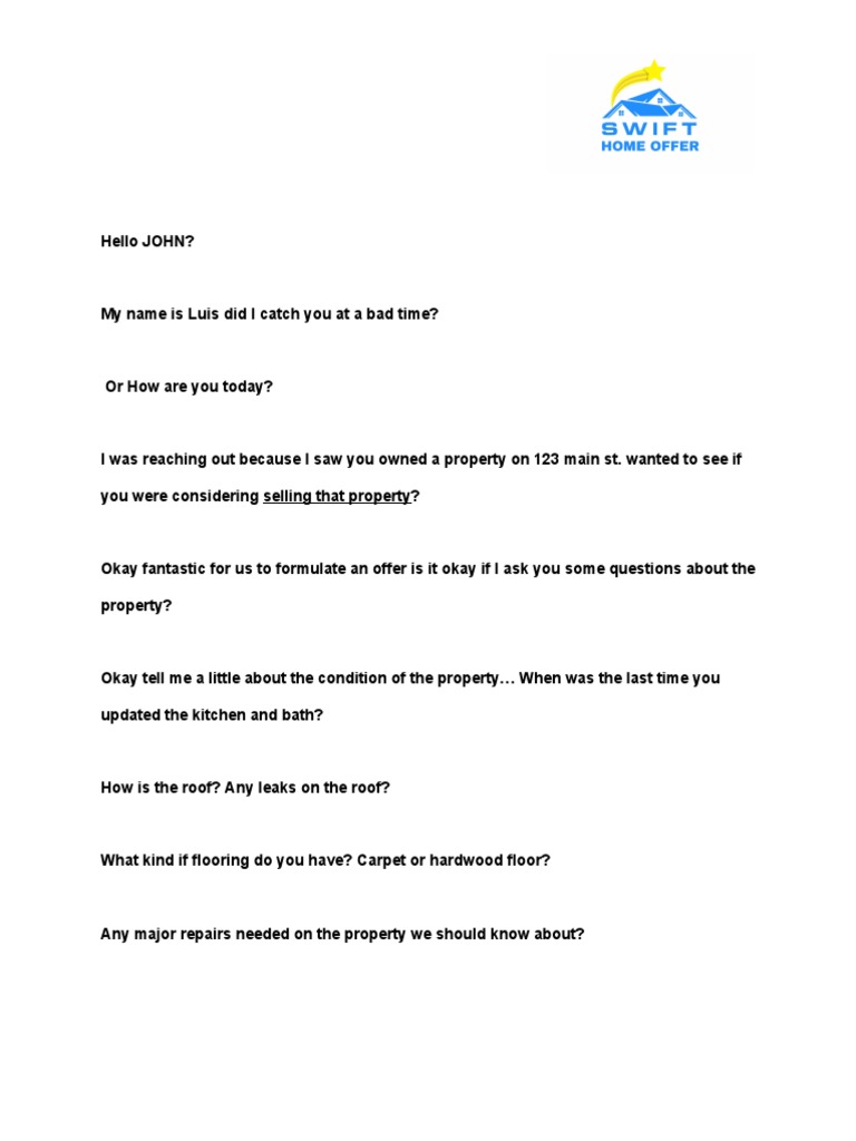 Real Estate Cold Calling Script Sample | PDF