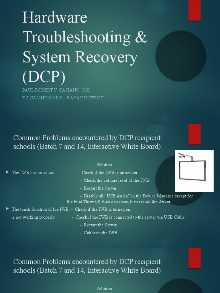 Hardware Troubleshooting (DCP) PDF Server Usb