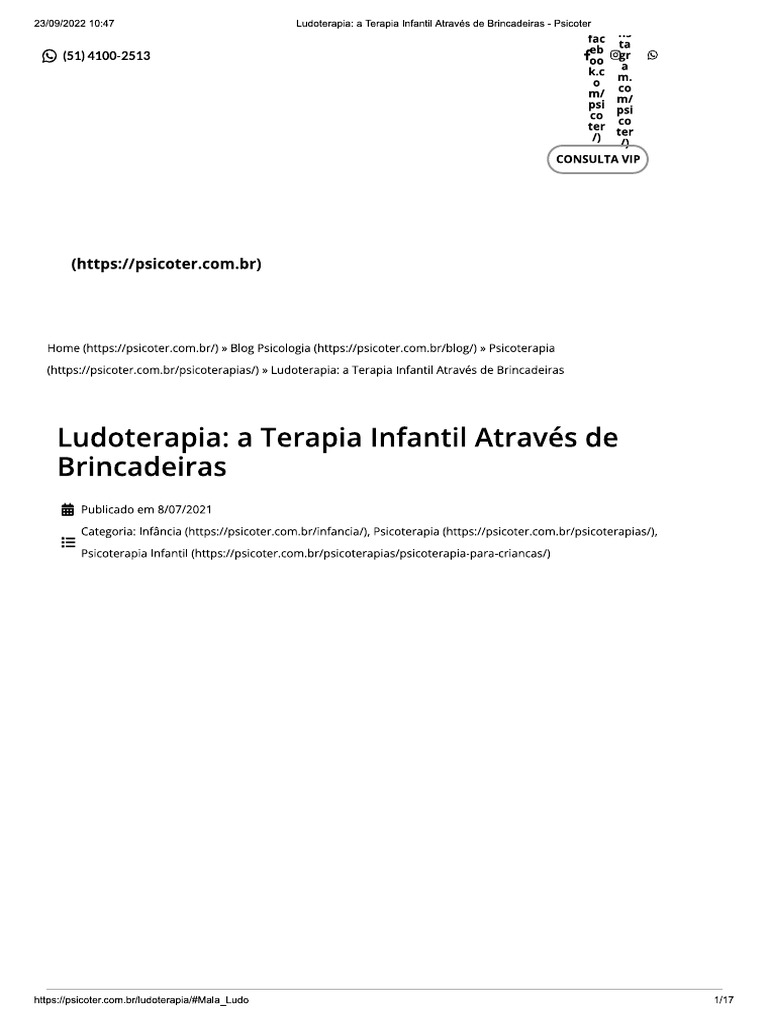 Ludoterapia: a Terapia Infantil Através de Brincadeiras - Psicoter