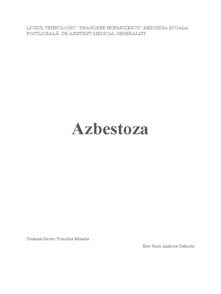 Azbestoza Referat Trenchea - Copiere | PDF