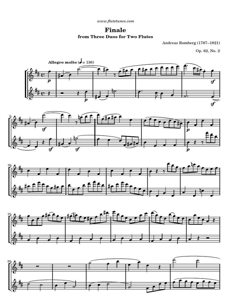 Romberg Three Duos For Two Flutes Op62 Finale PDF Musical Forms