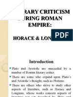 LITERARY CRITICISM DURING ROMAN EMPIRE: HORACE & LONGINUS