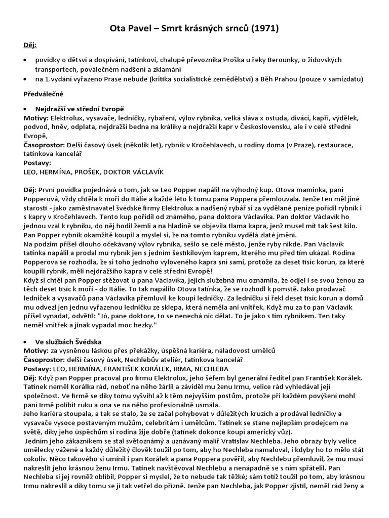 SMRT Krásných Srnců | PDF