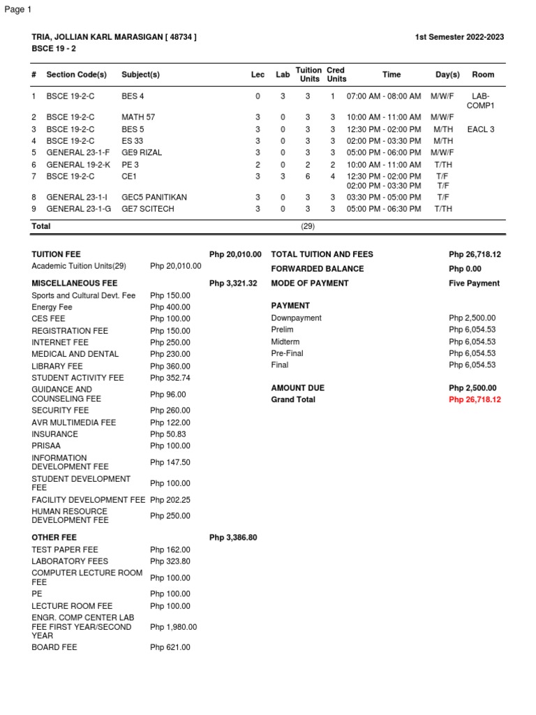 Educational Income Schedule | PDF