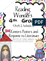 Reading Wonders: 4 Grade Centers, Posters, and Response To Literature