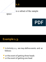 Definition of an event as a subset of a sample space