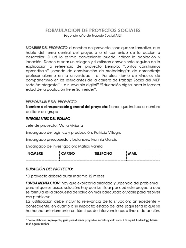 Como Elaborar Un Proyecto Social | PDF | Presupuesto | Trabajo Social