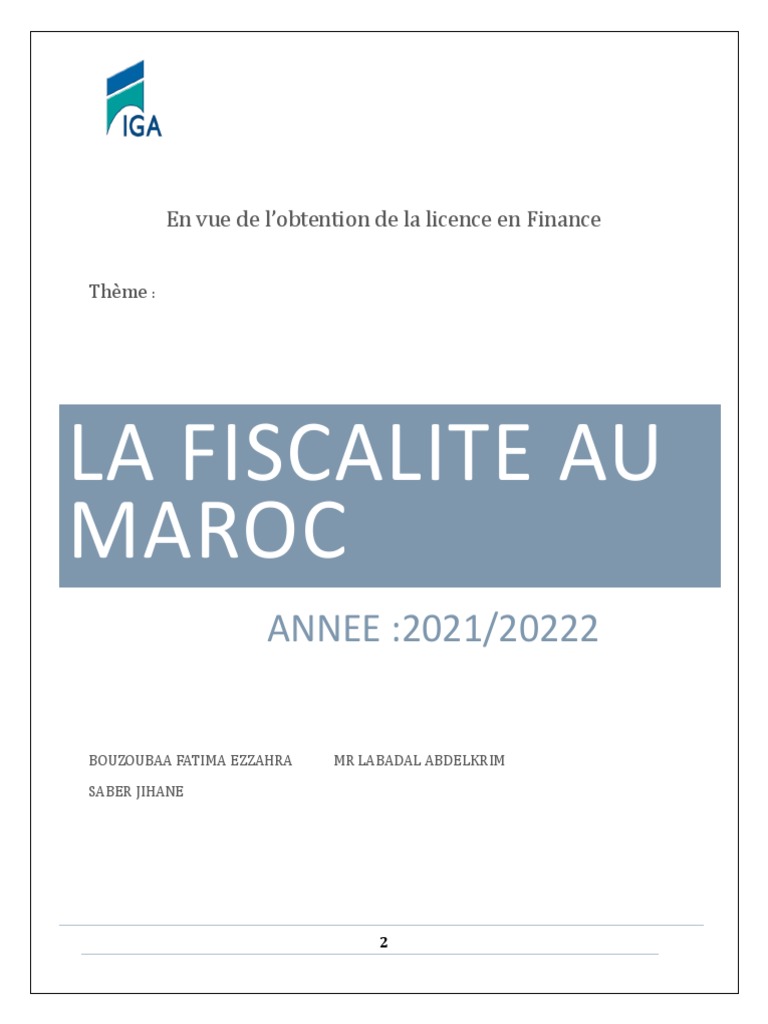 Fiscalité au Maroc : Analyse 2021 | PDF | Impôts | Impôt sur le revenu