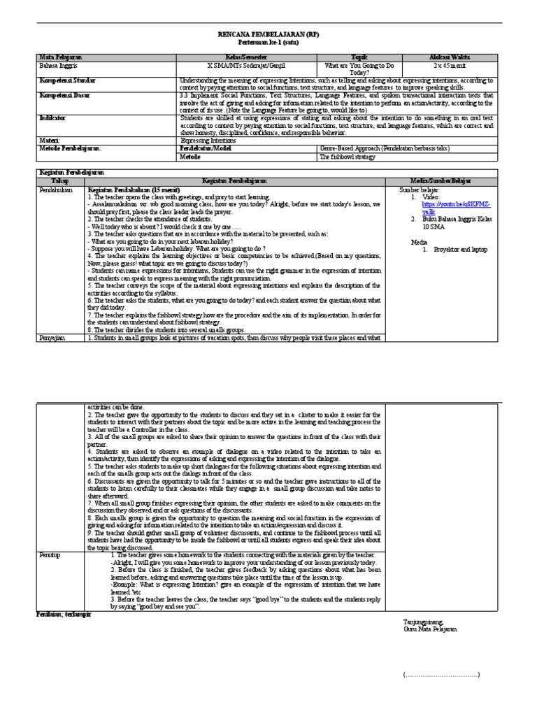 Lesson Plan ELTM Widya (2003050006) | PDF | Teaching Method | Behavior ...