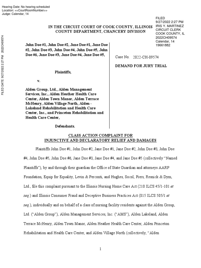 JDoe - Alden Complaint W Exhibits | PDF | Nursing | Health Sciences