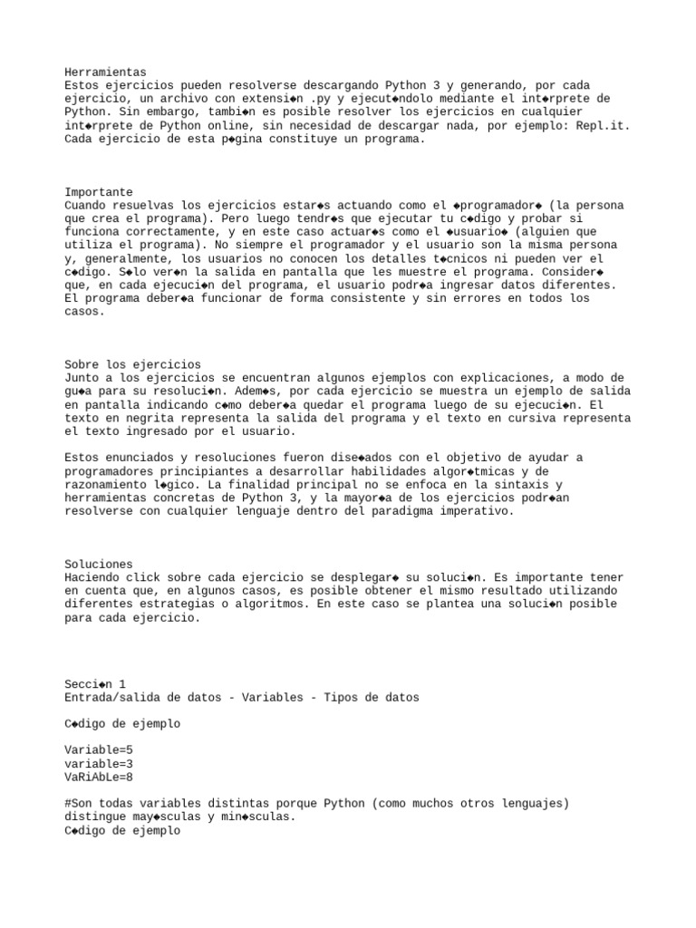 Ejercicios Básicos de Programación en Python | PDF | Lenguaje de ...