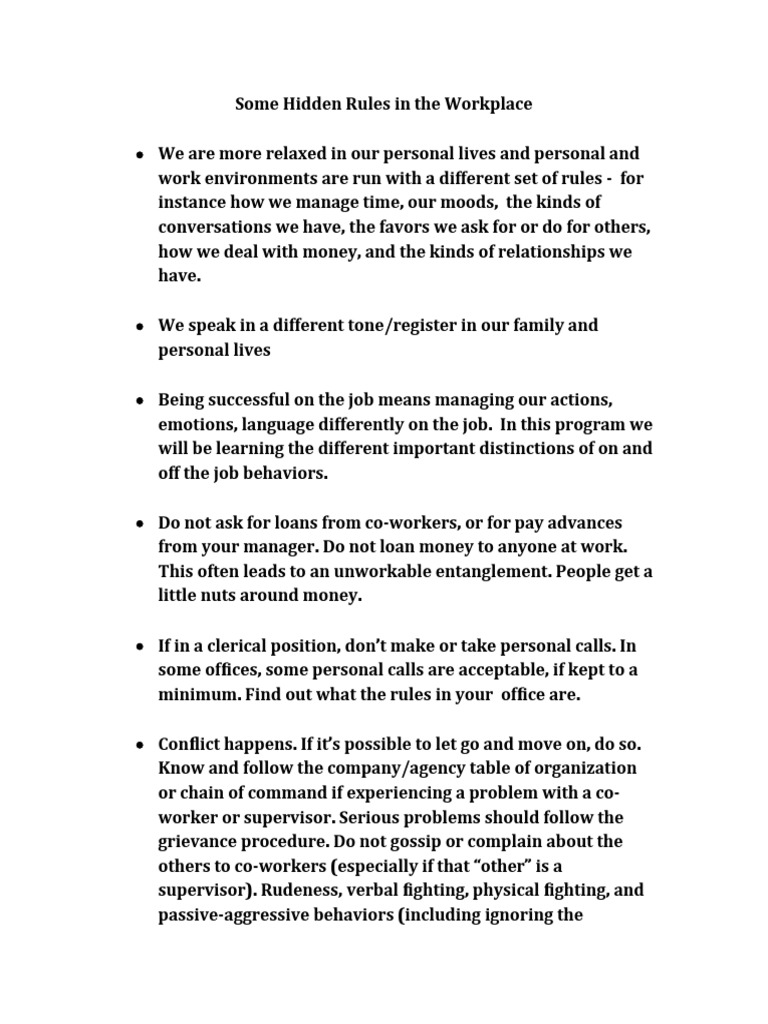 Workplace Behavior Guidelines Explained | PDF | Employment ...