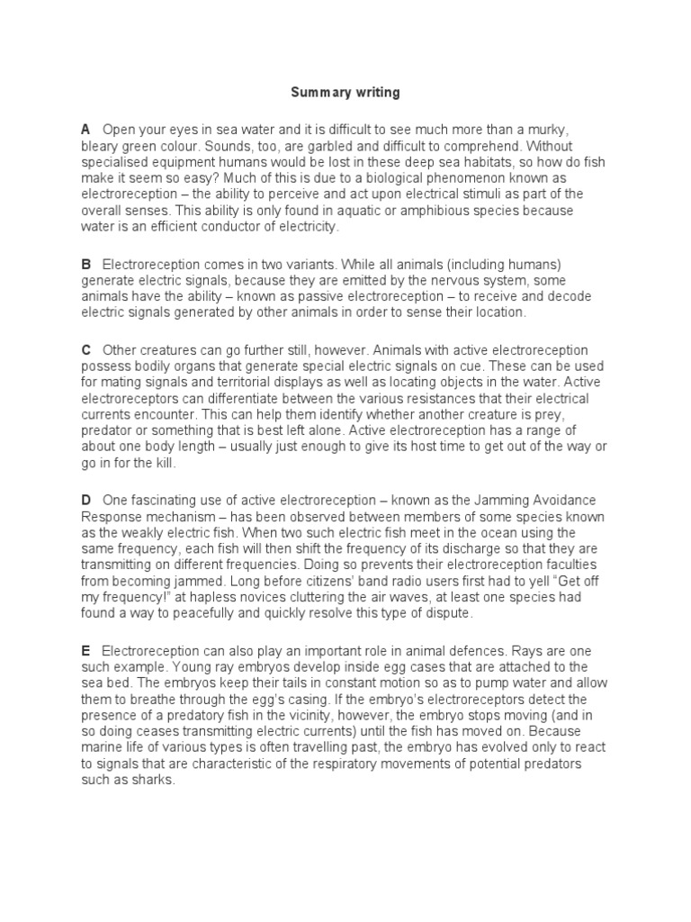 Summary Writing | PDF | Sharks | Predation