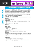 Actividad de Porcentajes para Quinto de Secundaria