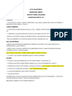 Acta entrega departamento con detalle estado