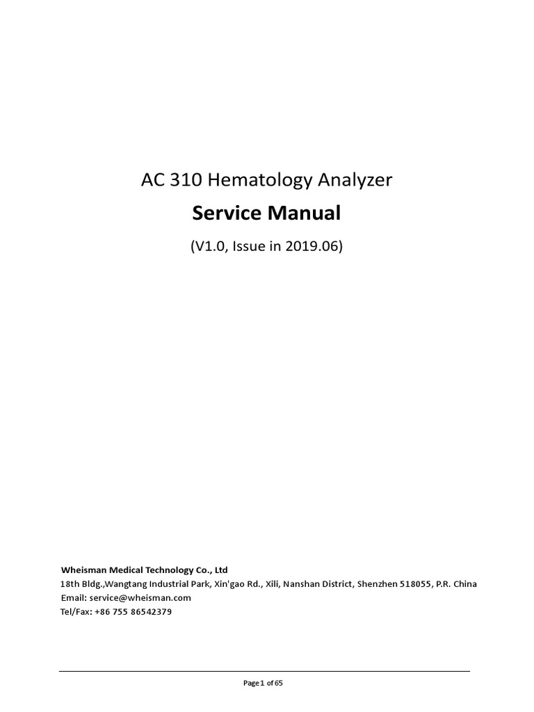 AC 310 Hematology Analyzer Manual | PDF | Computer Hardware | Software