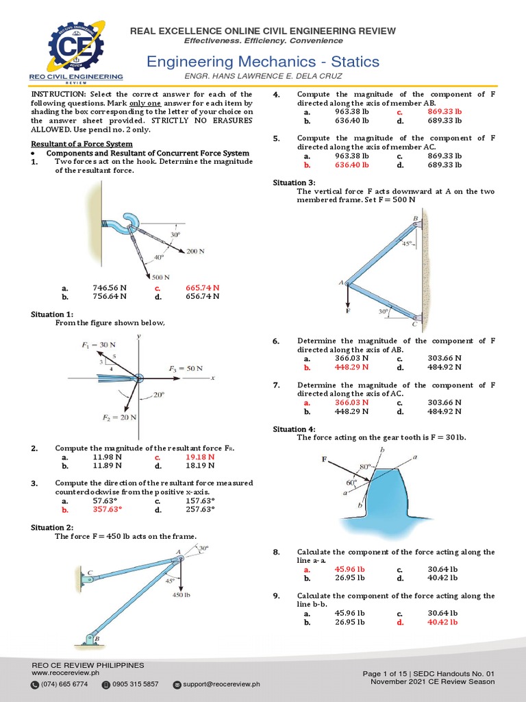 Engineering Mechanics: Statics Review | PDF | Friction | Force