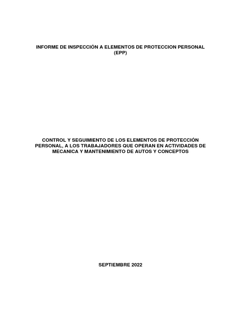 Inspeccion de EPP PDF Seguridad y salud ocupacional Ciencias de