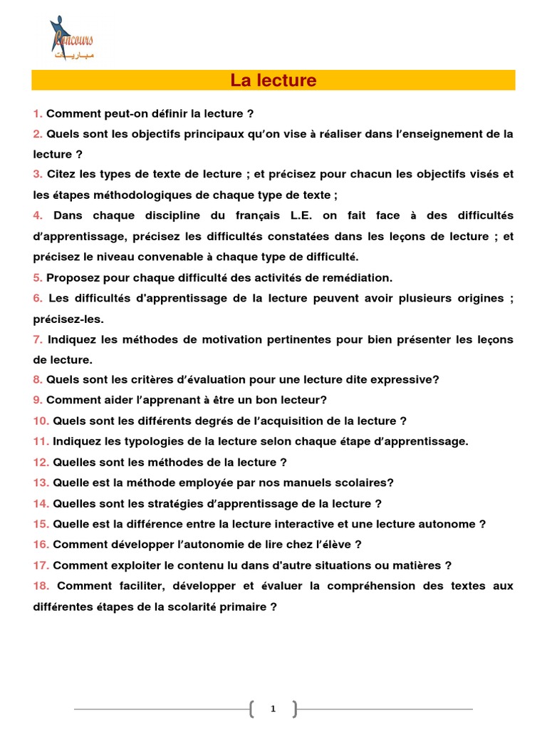 Enseignement de la lecture : méthodes et défis | PDF | Trouble d ...
