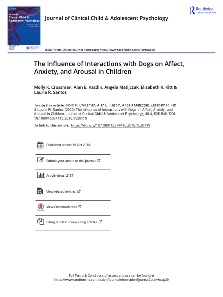 The Influence of Interactions With Dogs On Affect, Anxiety, and Arousal ...