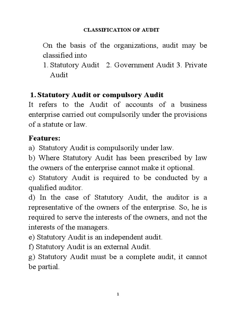 Classification Of Audit Pdf Audit Internal Audit