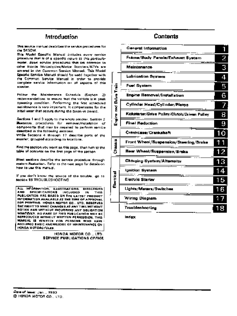Honda SK50 Dio Scooter Service Manual PDF PDF