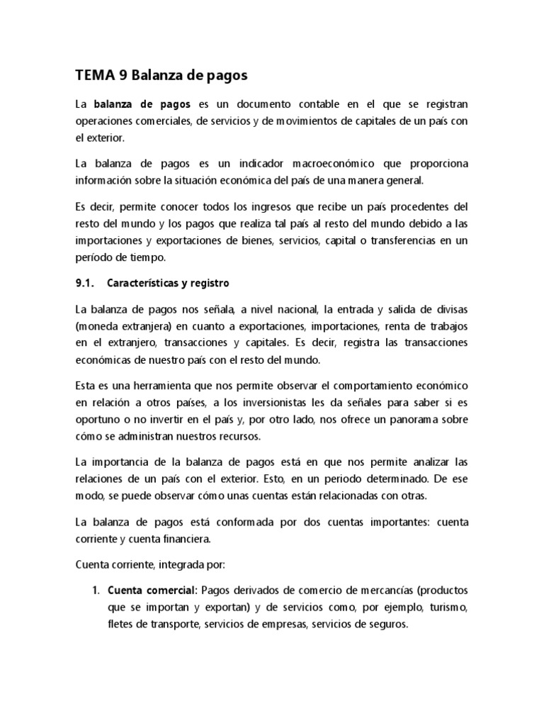 Importancia y Estructura de la Balanza de Pagos | PDF | Balance de ...