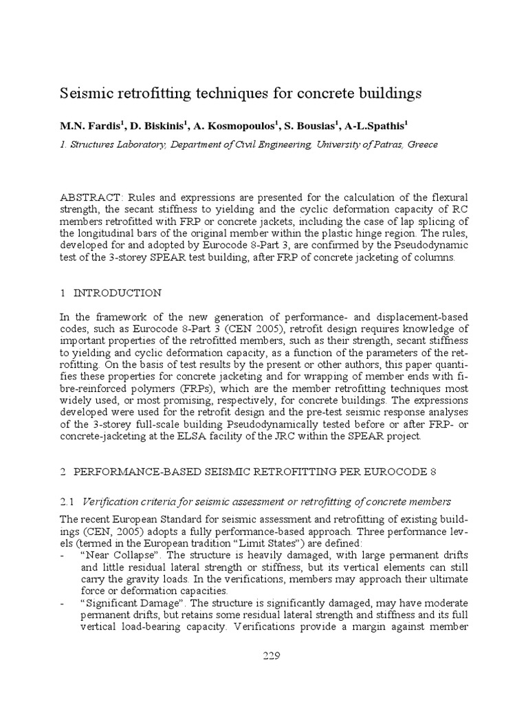 Seismic Retrofitting for Concrete Buildings | PDF | Strength Of ...