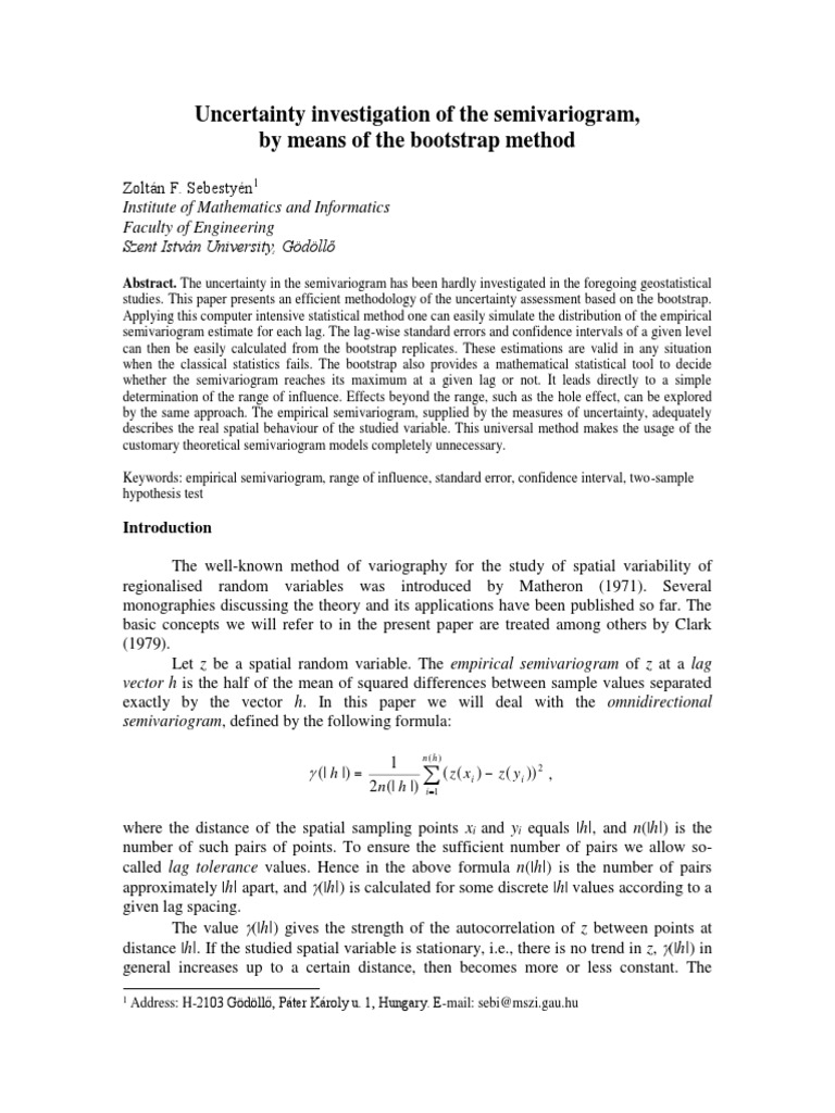 Uncertainty Investigation of The Variogram PDF Bootstrapping