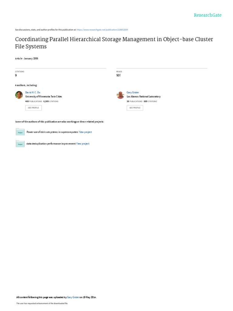 Coordinating parallel hierarchical storage managem pdf computer