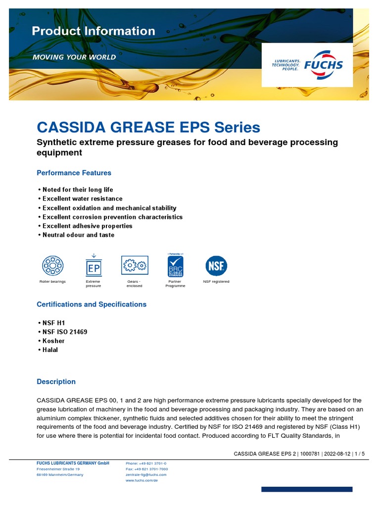 Cassida Grease EPS Series Overview | PDF | Lubricant | Bearing (Mechanical)