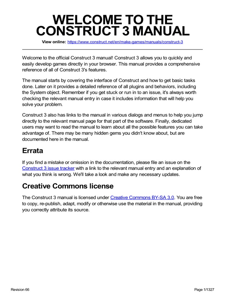 Construct 3 Manual | Download Free PDF | Computer File | Online And Offline