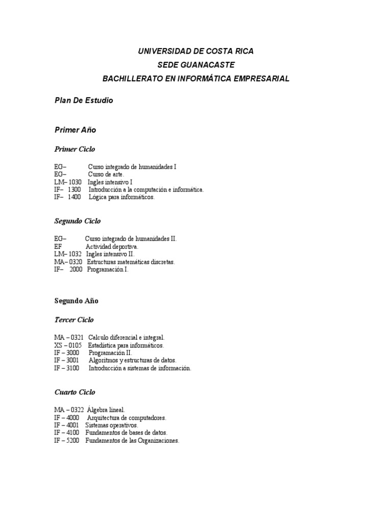 Plan de Estudio Bachillerato Informática Empresarial | PDF | Ciencias ...