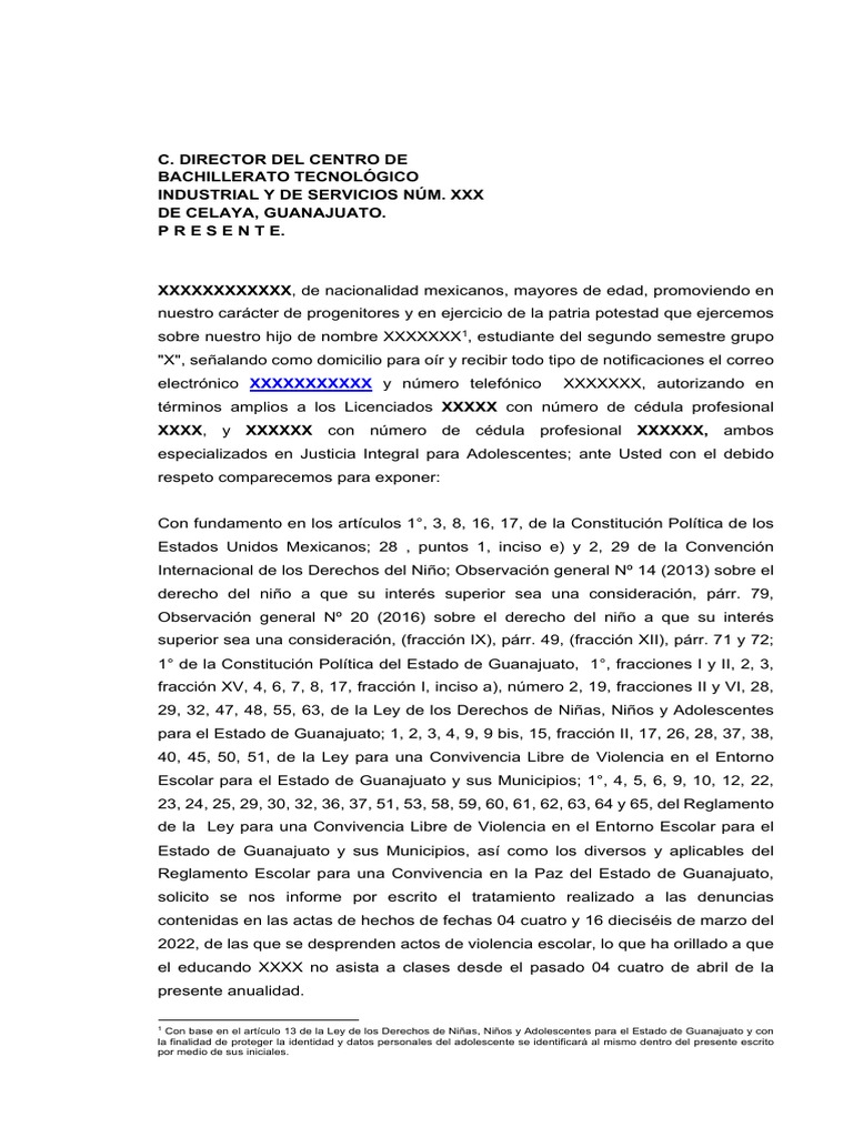 Escrito A Director Preparatoria Acciones Tomadas Pdf Gobierno
