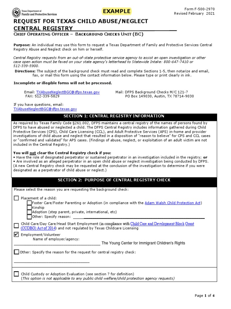 2021 - Texas CAN Form - EXAMPLE | PDF | Notary Public | Background Check