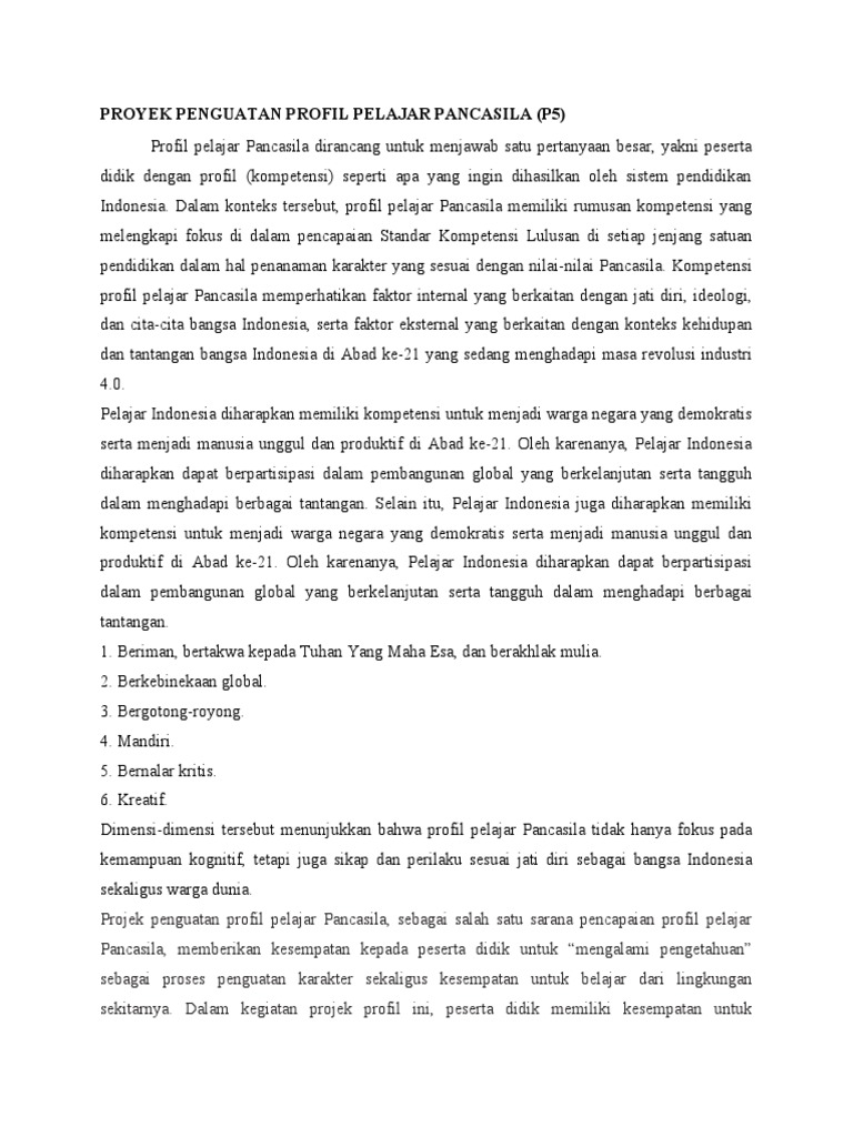 Profil Pelajar Pancasila | PDF