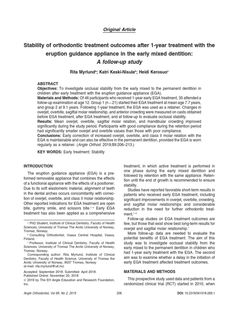 Stability of Orthodontic Treatment After 1Year Treatment With