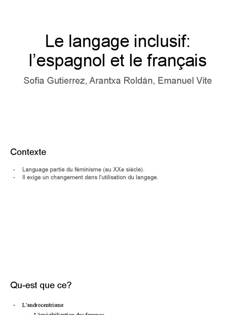 Le Langage Inclusif | PDF | Genre grammatical | Études des genres