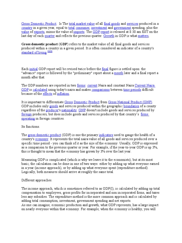 Understanding Gross Domestic Product | PDF | Output (Economics) | Gross ...