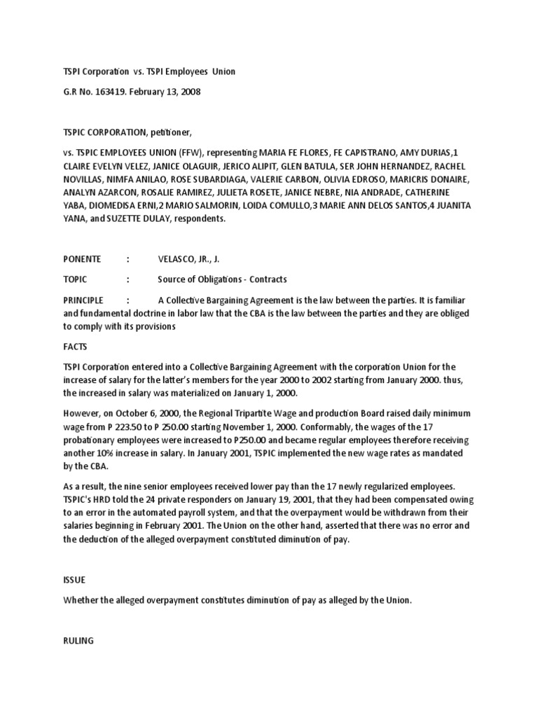 TSPI Corp vs. Employees Union Ruling | PDF | Salary | Employment