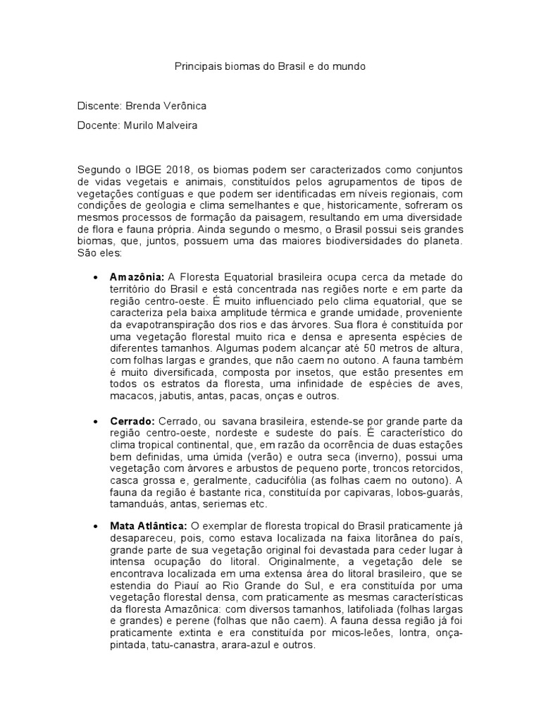Biomas do Brasil e do Mundo | PDF | Florestas | Deserto