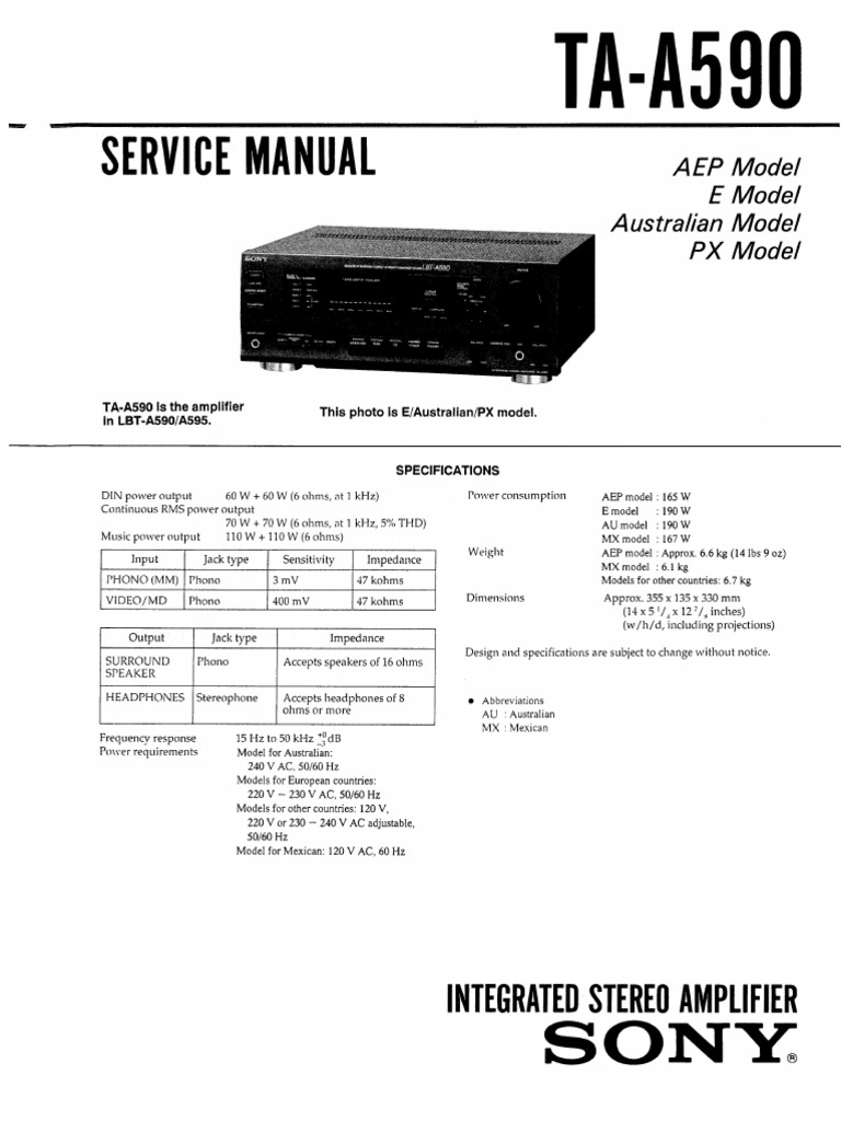 Sony TA-A590, LBT-A595 | PDF