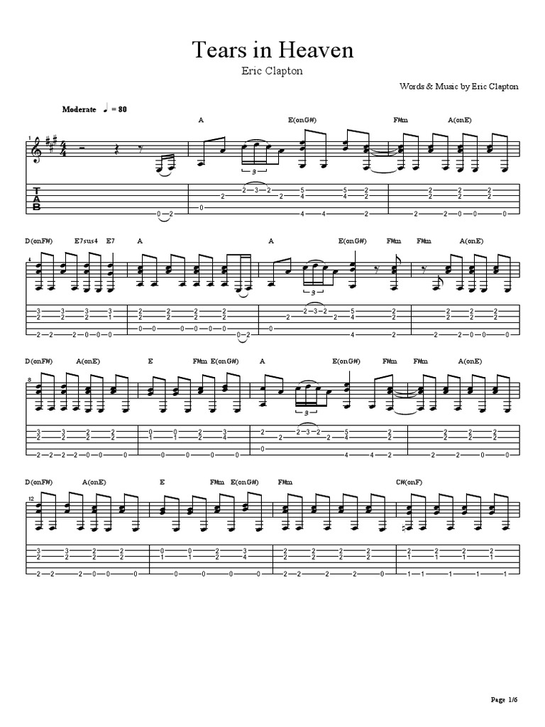 (악보) Tears In Heaven | PDF | Songs Written