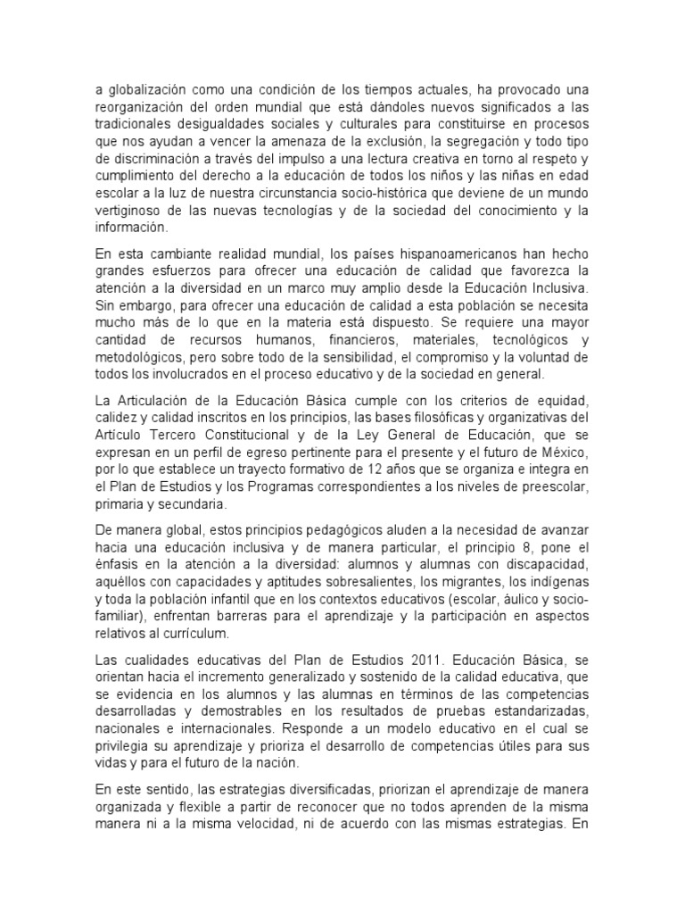 Educación Inclusiva y Currículum Integral | PDF | Plan de estudios ...