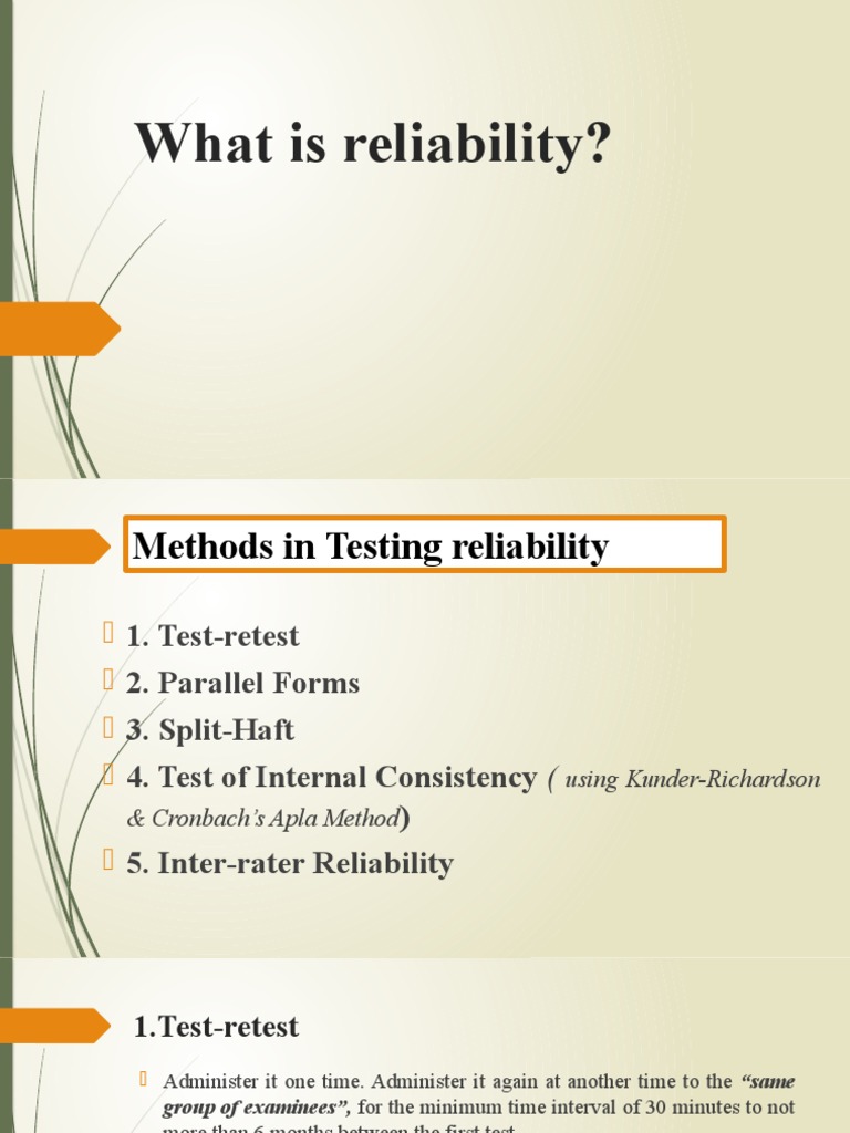Reliability Testing Methods Explained | PDF | Statistical Analysis ...