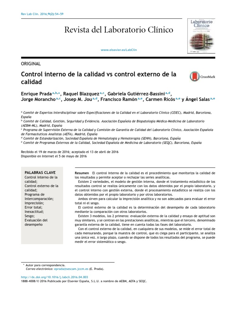 Interno Vs Externo | PDF | Calidad (comercial) | Laboratorios