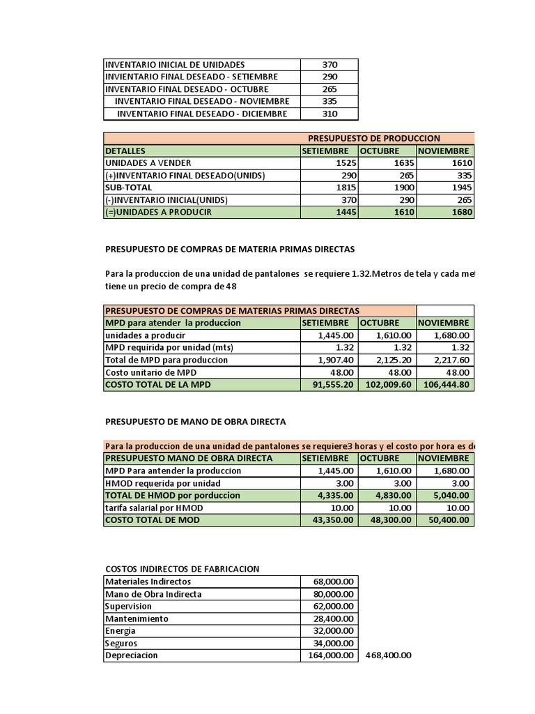 Presupuesto de Producción y Costos 2021 | PDF | Presupuesto | Economias