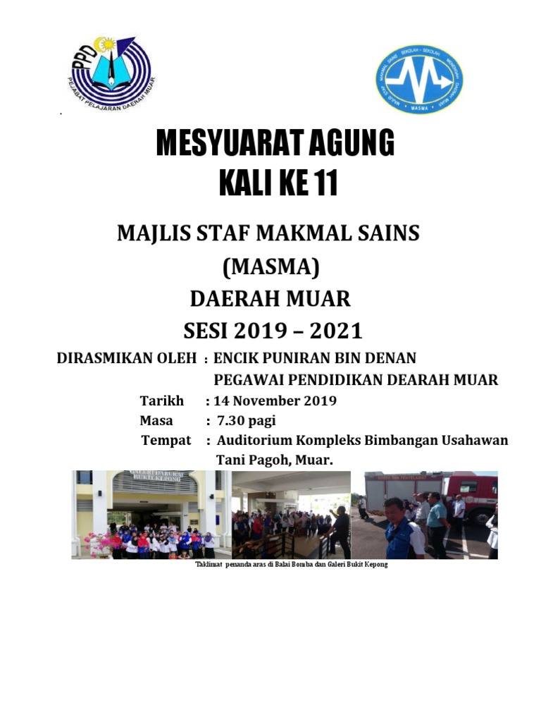 Mesyuarat Agung MASMA Muar 2019 | PDF