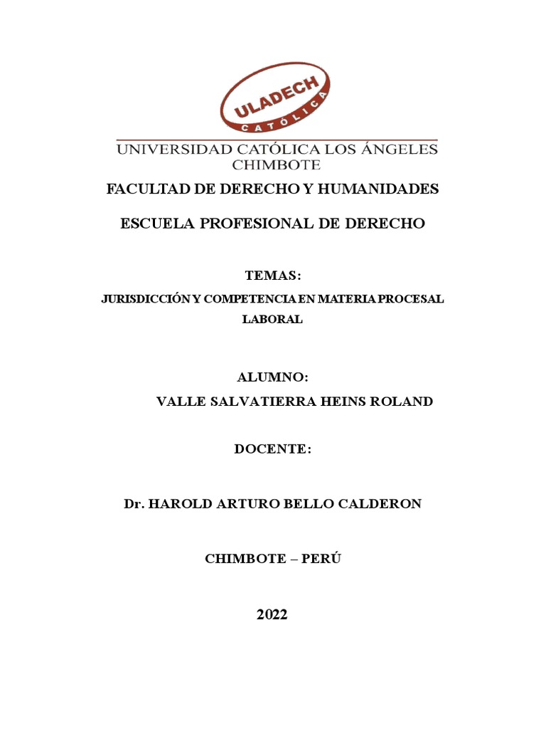JURISDICCIÓN Y COMPETENCIA EN MATERIA PROCESAL LABORAL - Heins | PDF ...