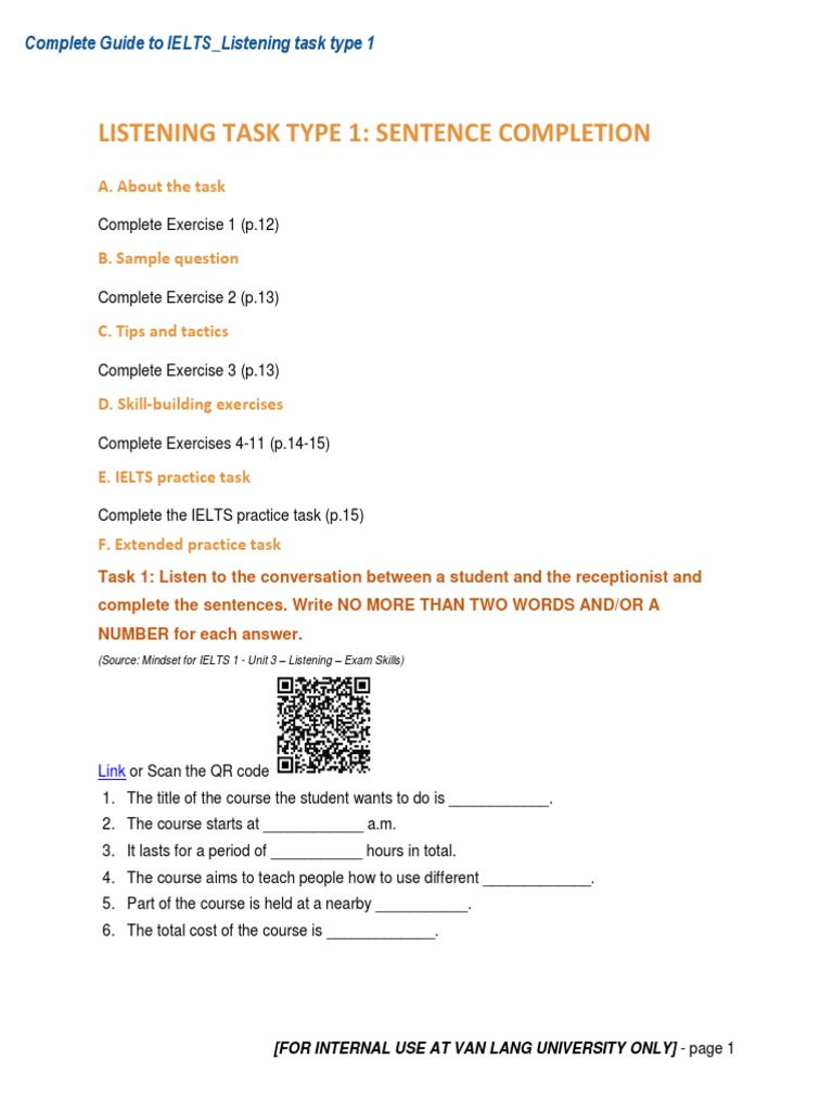 IELTS Listening Task Type 1 Guide | PDF | Climate Change | Immunity ...